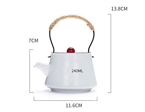 BXU-BG - Juego de té de cerámica con viga de ágata, 240 ml, set de té para el hogar de una sola hervidor de cerámica de flores