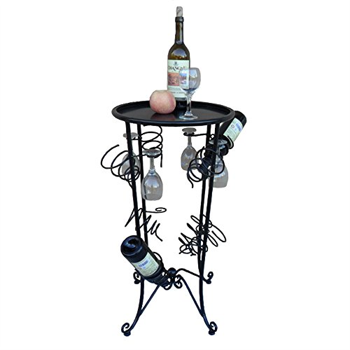 C-K-P Wine Rack Estilo De Suelo De Hierro - Botella Rack Cubeta Estante Colgante Living Room Dining - Soporte De Vitrina Negro Tamaño 40x40x78cm