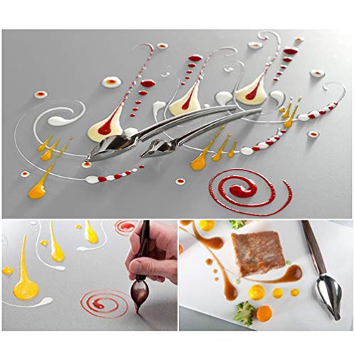 Cabilock 2 Cucharas de Dibujo Culinario Cucharas de Lápiz de Acero para Bricolaje Cucharas de Llovizna Más Picantes con Herramientas de Decoración de Pasteles con Pico Cónico (Pequeño)