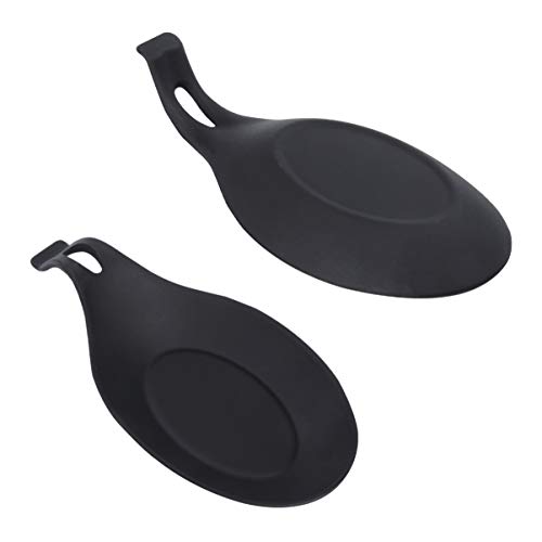 Cabilock 2 Piezas de Silicona para Cuchara Soporte para Cuchara para Utensilios de Cocina para Restaurante de Cocina en Casa (Negro)