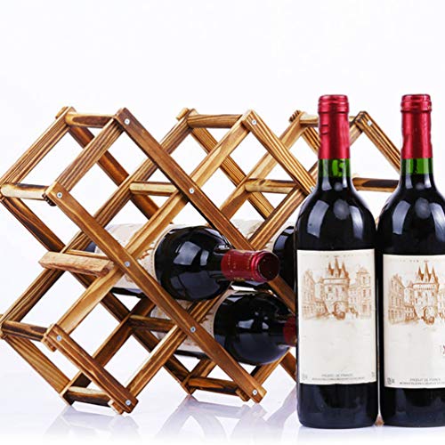 Cabilock - Soporte de madera para botellas de vino natural, estante para almacenamiento de vino, estante para vino, bodega, estante para el hogar, cocina, despensa y bar (marrón)