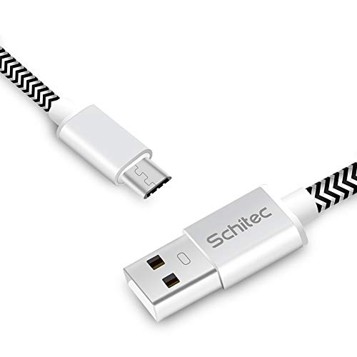 Cable Micro USB, （3Pack-2M ） Cargador Micro USB 2.4A Carga Rápida Cable USB -GARANTÍA DE por Vida- Compatible con Android, HTC, Huawei, Xiaomi, Kindle y más - Plata Negro