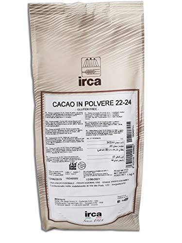 Cacao en polvo ( 22-24% manteca de cacao) Cacao amargo 1 KG IRCA - Ideal para helados, postres, chocolate - Made in Italy