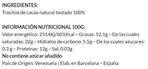 Cacao Venezuela Delta - Nibs De Cacao · Origen Venezuela · 400g - Calidad Premium