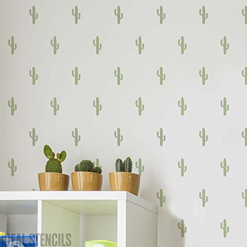 Cactus Estampado Estarcido Decoración Hogar Tropical Pared Estarcido Pintura Papel Pintado Estampado en Paredes y También Personalizado Tela & Muebles Reutilizable Opciones Tamaño - Small / 17x26cm