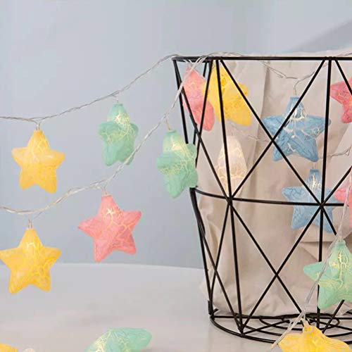 Cadena de luces LED con forma de estrella, 20 ledes, para interior y exterior, decoración de habitaciones, guirnalda de pilas, Navidad, cumpleaños, jardín, fiesta, habitación infantil, 3 m color