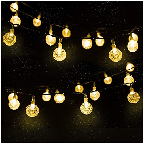 Cadena de Luces, Mr.Twinklelight 4.5M 30 LED Solar Bola de Cristal Luz Decorativa para Jardín, Terraza, Boda, Árbol de Navidad, Fiesta, Patio, Blanco Cálido