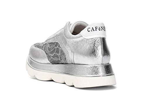 CAFèNOIR - Zapatillas para mujer en pala laminada e Pizzo gdb175, (plata), 39 EU