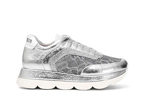 CAFèNOIR - Zapatillas para mujer en pala laminada e Pizzo gdb175, (plata), 39 EU