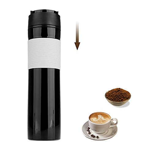 Cafetera de prensa francesa de viaje, taza de café portátil para té y café, café caliente y frío, vaso de viaje, ideal para ir al trabajo, acampar, al aire libre y oficina, 350 ml Café-p-01