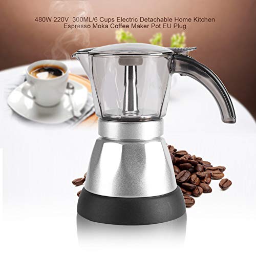 Cafetera - Delaman Cocina Eléctrica Desmontable para el Hogar Espresso Moka Pot Enchufe de la UE 480W 220V 300 ML/6 Tazas