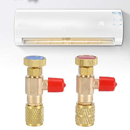 Cafopgrill 2pcs Válvula de Seguridad líquida R410A R22 Aire Acondicionado refrigerante 1/4" Adaptador de Seguridad Válvula de Carga de refrigerante