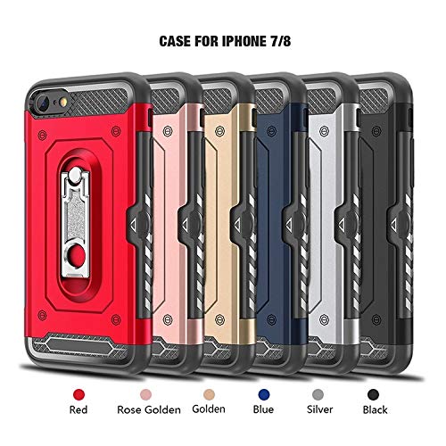 CAIYAN Caso a Prueba de choques de PC + TPU Caso Delgado del Estilo del Caso inconsútil Elegante for el iPhone 7/8, con el Tenedor (Color : Azul Marino)