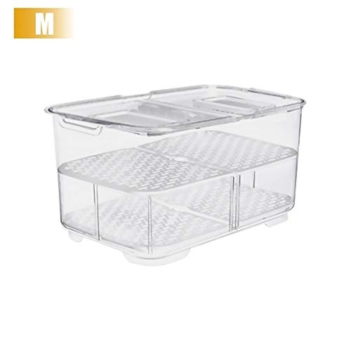 Caja de almacenaje De Drenaje de plástico Sellado refrigeradores Dobles Cocina de Almacenamiento de Drenaje de la Caja de almacenaje frigorífico Vegetal del envase Tapa Organizador (Color : M)