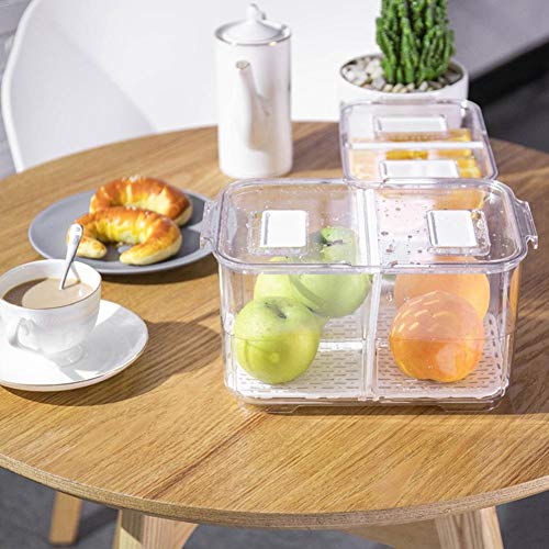 Caja de almacenaje De Drenaje de plástico Sellado refrigeradores Dobles Cocina de Almacenamiento de Drenaje de la Caja de almacenaje frigorífico Vegetal del envase Tapa Organizador (Color : M)