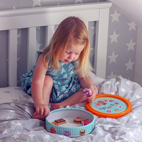 Caja de galletas de madera - Juego de caja de galletas (12 piezas) - Juguete de madera Playfood para niños - Comida falsa para niños - Presentado en una caja con tapa - Comida de madera para juguetes