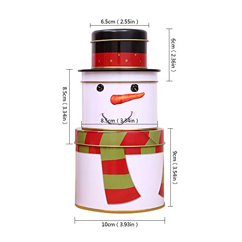 Caja de Lata Navidad,3 en 1 Xmas Muñeco de Nieve vacío Cash Cake Biscuit Jewelry Gift Canister Cookie Tins para Party Home Decor