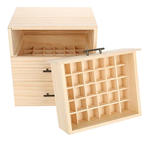 Caja de madera para botellas de aceite, 90 ranuras, 3 niveles de fragancia, contenedor de botellas de aceite esencial, caja de almacenamiento de madera, organizador de caja de exhibición, gran regalo