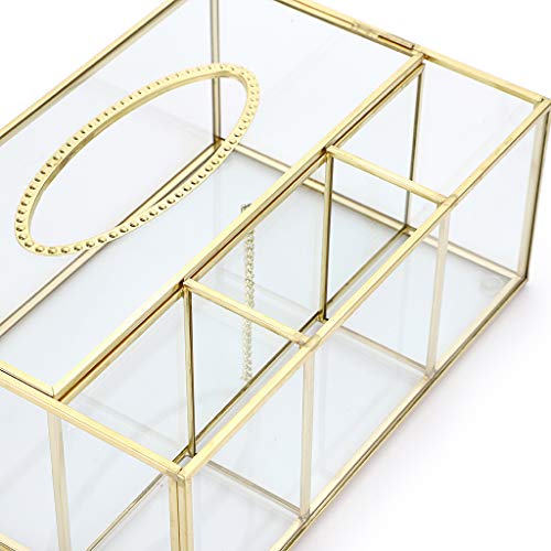 Caja de pañuelos rectangular de cristal transparente Sumnacon, con caja de control remoto