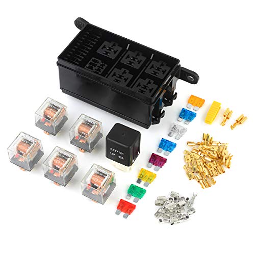 Caja de relé de fusible para automóvil DC12V 40A 6 Bloque de relé 5 vías para el conjunto completo del seguro de equipaje de la góndola (con relé de 5 piezas 12V 40A)