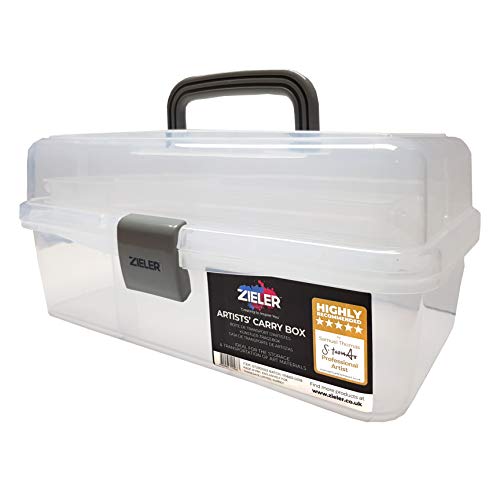 Caja de transporte para artistas (blanco translúcido), ideal para almacenar pinturas, lápices, pinturas, pasteles y accesorios de costura y manualidades