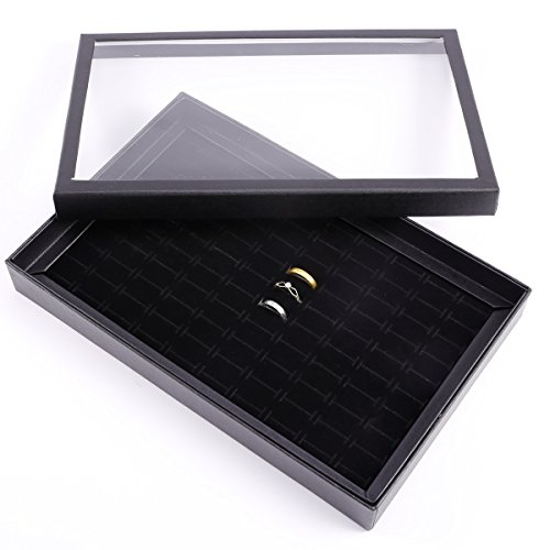 Caja para anillos con 100 compartimentos Caja expositor Organizador Bandeja Joyería 29x19x4cm