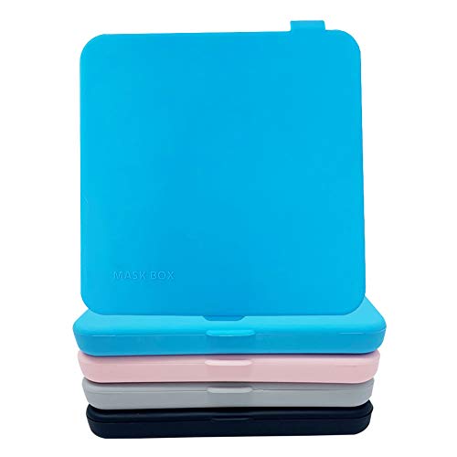 Caja para Mascarillas,Caja Portátil de Máscara de Contenedor a Prueba de Polvo,Máscaras de protección Funda Organizador de almacenamiento - 2 Estuches de Silicona - Mask Box (Color Rosa y Azul)