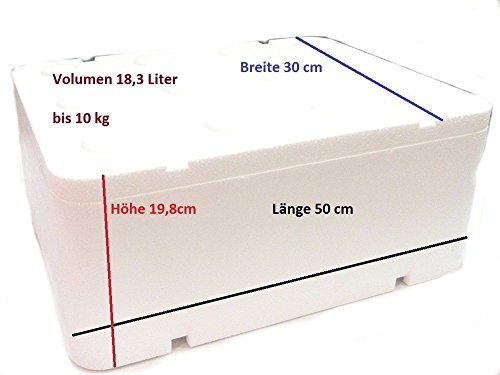 Caja térmica de poliestireno con tapa, 18,32 litros / 500 x 300 x 198 mm, nevera portátil para acampar