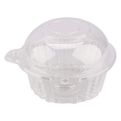 Caja transparente desechable de plástico para cupcakes, diseño de cabeza de gato, 100 unidades, caja individual de plástico transparente para magdalenas o cupcakes, 112 x 80 mm