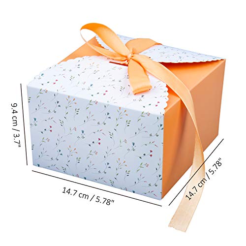 Cajas Cartón (20 Piezas) 14,7 x 14,7 x 9,4cm - Cajas Regalo Carton con Cinta para Bodas, Damas de Honor, Baby Shower, Cumpleaños, Pasteles Caseros, Galletas, Dulces