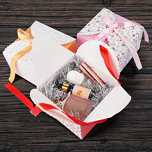 Cajas Cartón (20 Piezas) 14,7 x 14,7 x 9,4cm - Cajas Regalo Carton con Cinta para Bodas, Damas de Honor, Baby Shower, Cumpleaños, Pasteles Caseros, Galletas, Dulces