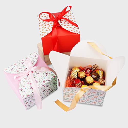 Cajas Cartón (20 Piezas) 14,7 x 14,7 x 9,4cm - Cajas Regalo Carton con Cinta para Bodas, Damas de Honor, Baby Shower, Cumpleaños, Pasteles Caseros, Galletas, Dulces