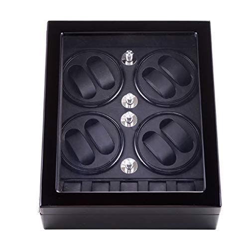 Cajas giratorias para 8 Relojes mecánicos y 5 Posición de Almacenamiento, Pintura de Piano Motor japonés Mudo, Enrollador de Reloj Watch Winder con 5 Modos de rotación,Black_Black