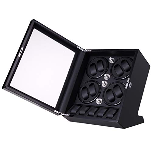 Cajas giratorias para 8 Relojes mecánicos y 5 Posición de Almacenamiento, Pintura de Piano Motor japonés Mudo, Enrollador de Reloj Watch Winder con 5 Modos de rotación,Black_Black