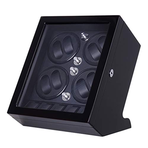 Cajas giratorias para 8 Relojes mecánicos y 5 Posición de Almacenamiento, Pintura de Piano Motor japonés Mudo, Enrollador de Reloj Watch Winder con 5 Modos de rotación,Black_Black