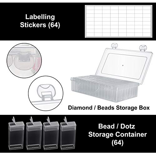 Cajas Organizadoras de Plastico 64 Contenedores Nail Art Diamante- Caja de Almacenaje Nail Art decoracion- Caja Accesorios, Abalorios, Joyas, Pendientes, Pastillas – Plástico Transparente 5D Pintura