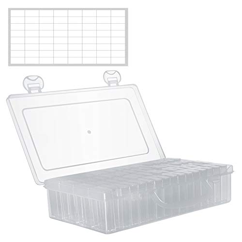 Cajas Organizadoras de Plastico 64 Contenedores Nail Art Diamante- Caja de Almacenaje Nail Art decoracion- Caja Accesorios, Abalorios, Joyas, Pendientes, Pastillas – Plástico Transparente 5D Pintura