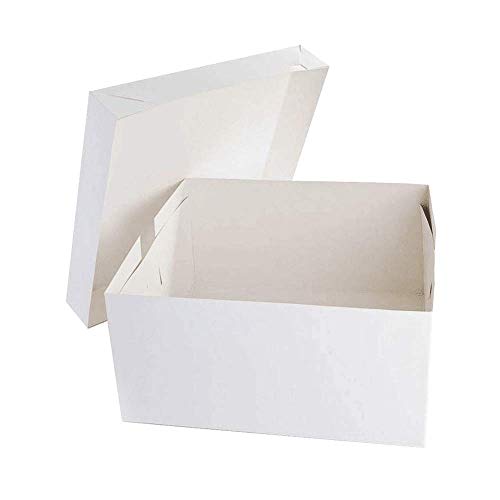 Cajas para tartas blancas – 30,5 cm cuadrados (304 mm cuadrados). Paquete de 5 unidades. blanco