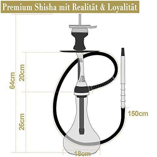 Cakety inoxidable cachimba shisha set completo, tubo de inmersión inoxidable y difusor, cabezal de chimenea, colector de melaza, boquilla inoxidable portátil - Blanco