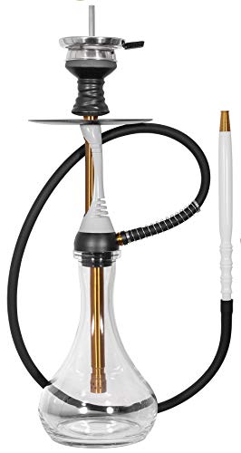 Cakety inoxidable cachimba shisha set completo, tubo de inmersión inoxidable y difusor, cabezal de chimenea, colector de melaza, boquilla inoxidable portátil - Blanco