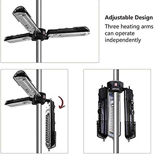 Calentador de Patio eléctrica, montaje en techo halógena de infrarrojos calentador jardín interior al aire libre calentador de la calefacción IP44 a prueba de agua caliente de la calefacción,Black