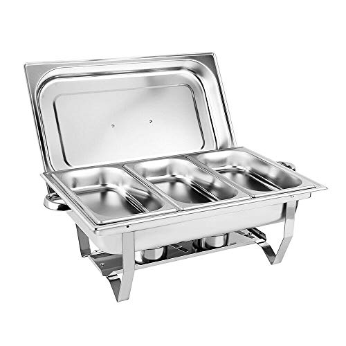 Calentador de Platos de Acero Inoxidable 3 Calentadores de Comidas con Inserciones Plegables Soporte térmico de Acero Inoxidable Ideal para bufés Salas de Desayuno de Hotel brunches Catering Fiestas