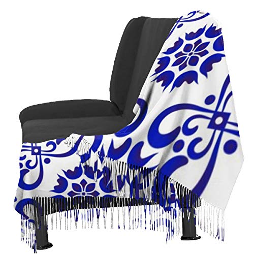 Cálido Bufandas de Invierno Patrón de baldosas de cerámica, porcelana decorativa Pashmina Chales mujer Bufandas