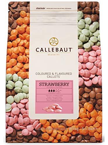 Callebaut Mantequilla de cacao de color rosa a base de chocolate con sabor a fresa 2.5 kg