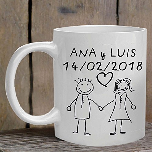 Calledelregalo Regalo para tu Novio, Novia, Marido o Mujer: Taza 'Pareja' Personalizada con el Texto Que tú Quieras