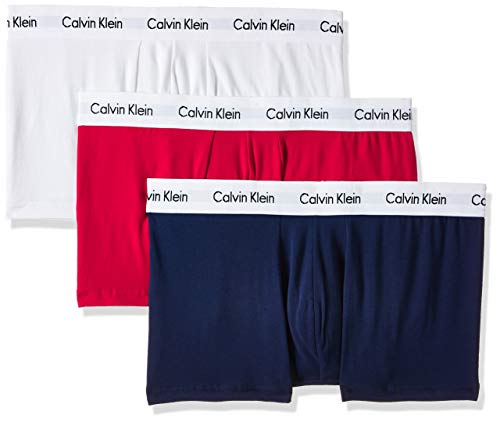 Calvin Klein 3p Low Rise Trunk Bóxer, Multicolor (White/Red/Navy), L (Pack de 3) para Hombre