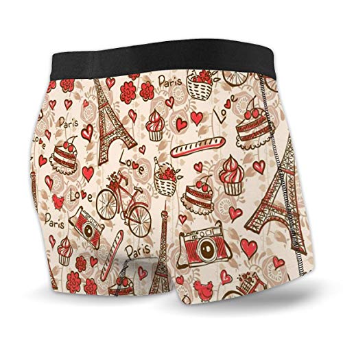 Calzoncillos Boxer para hombre Torre Eiffel con ropa interior dulce postre Negro Negro L