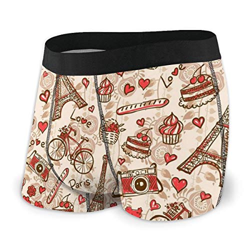 Calzoncillos Boxer para hombre Torre Eiffel con ropa interior dulce postre Negro Negro L