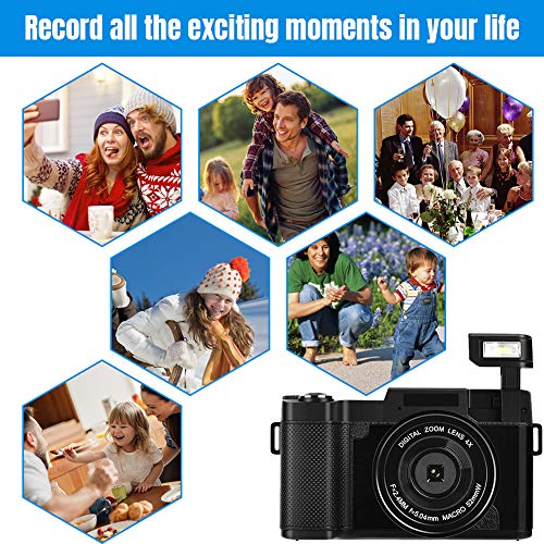 Camara de Fotos Camara Fotos Full HD 2.7K C de 30MP para Youtube Camaras de Fotos Digital con Tarjeta de Memoria de 32G y 2 Baterías