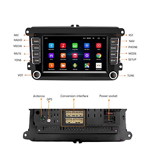 CAMECHO Android Car Radio para VW Navegación GPS 7 Pulgadas HD Pantalla táctil Bluetooth Am FM Receptor Jugador para Passat Golf Jetta EOS Polo Touran Seat Sharan